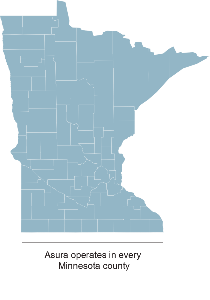 Asura operates in every Minnesota county